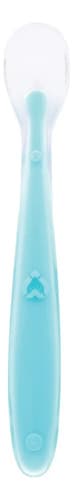 Colher Infantil Silicone Macia Introdução Alimentar Colher I Azul Coração