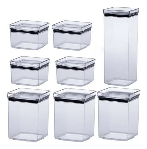 Kit 8 Potes Herméticos 2.2l 1l 480ml Transparente — foto 1