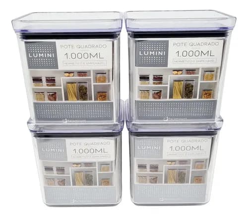 Kit 4 Potes Herméticos 1l Transparente