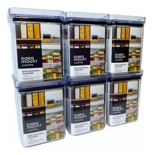 Kit 6 Potes Herméticos 1l Transparente
