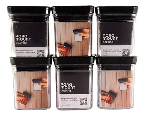 Kit 6 Potes Organizadores Herméticos De 180ml Para Cozinha