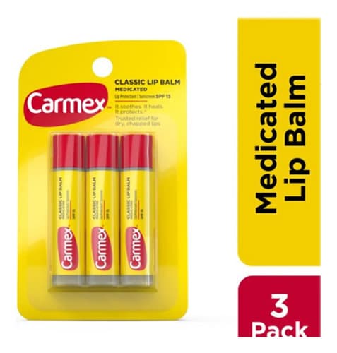 Carmex Lip Balm Pack 3 Un Fps 15 Hidratante Labial Importado